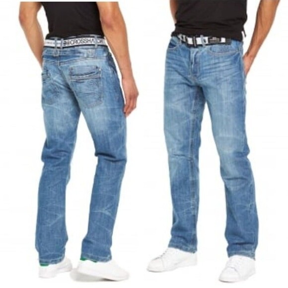 Crosshatch The New Baltimore Belted Buttonfly Jeans Men's Size 34x32 - Picture 1 of 12